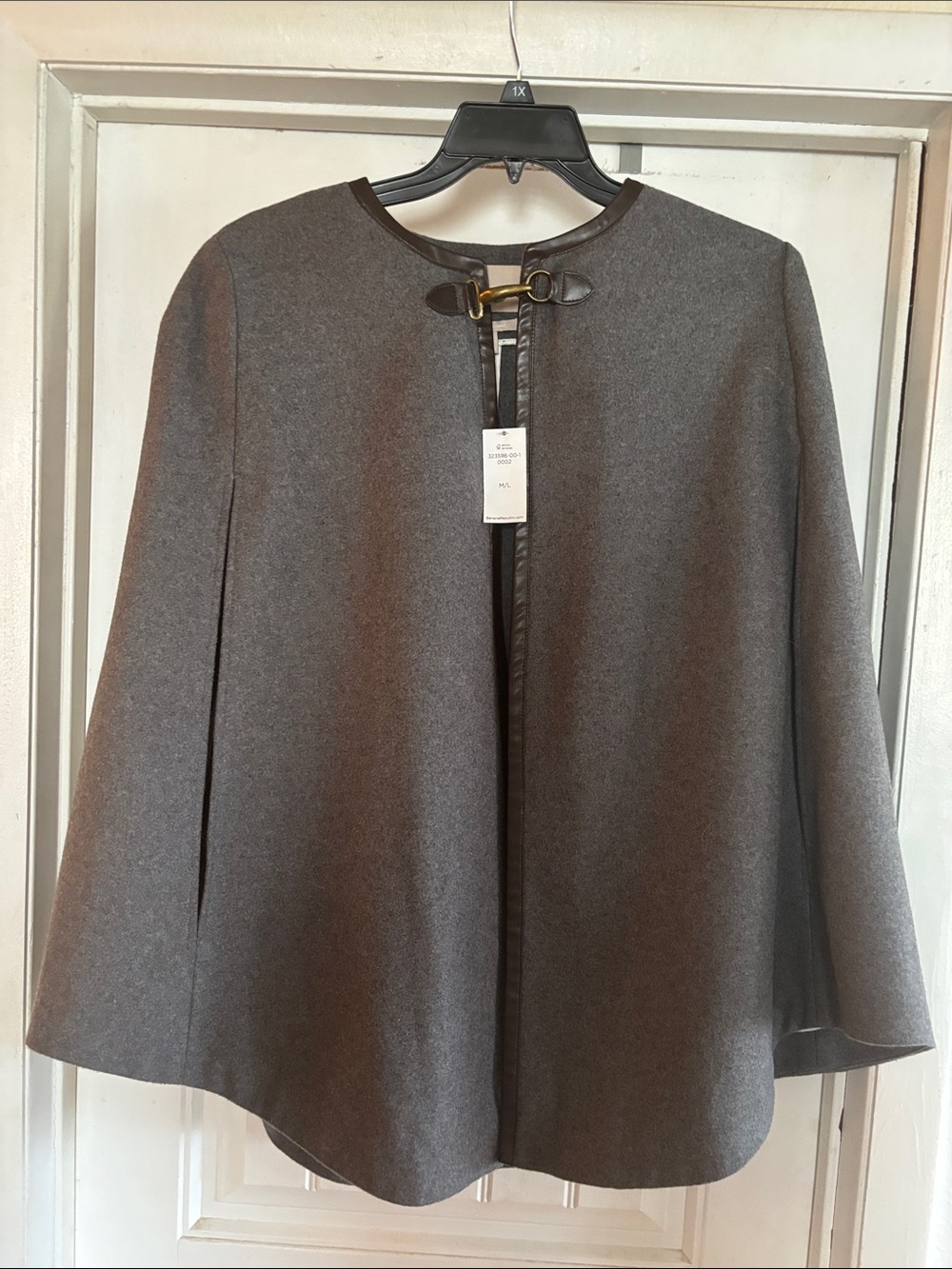 Banana Republic Gray Wool-Blend Cape with Toggle Detail